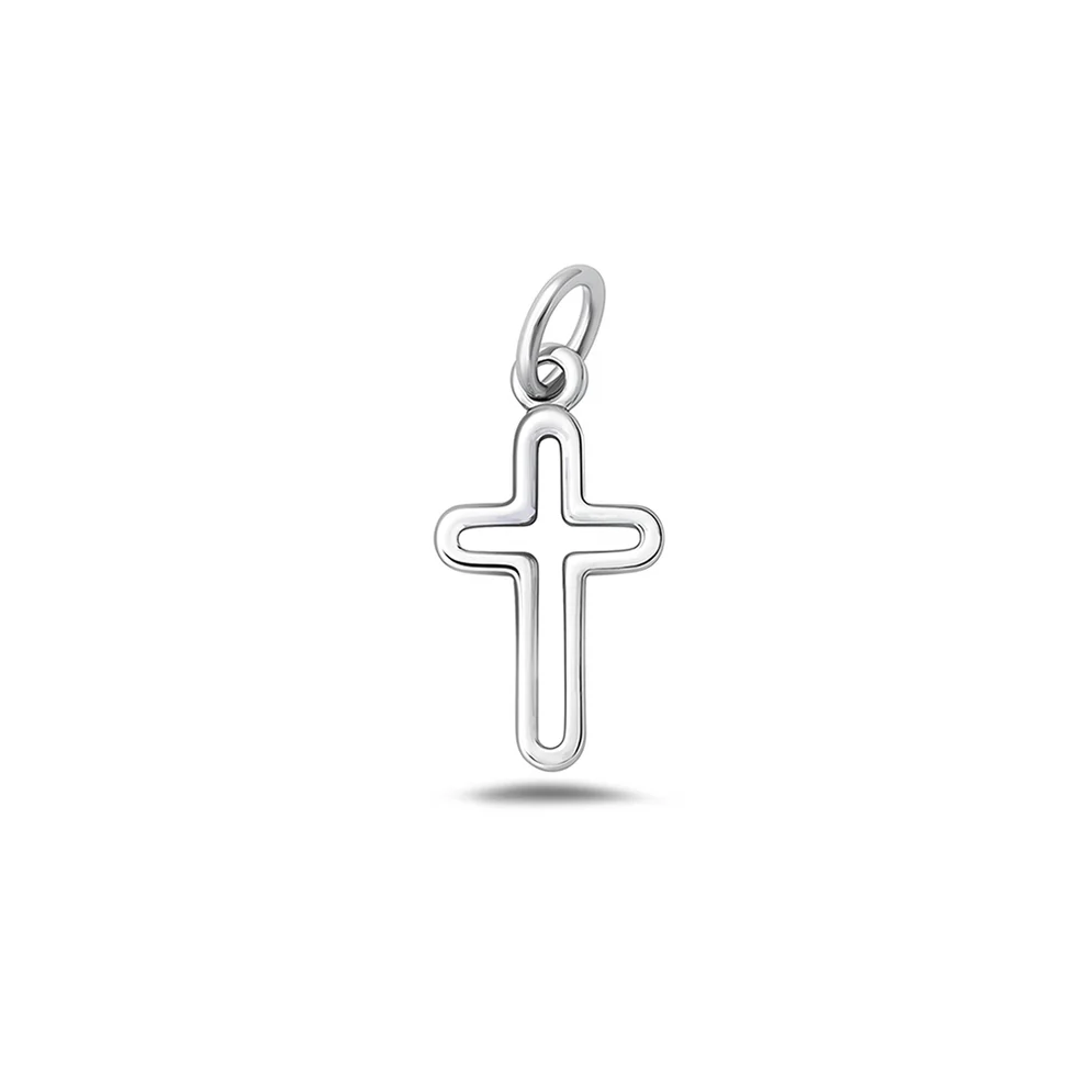 Sterling Silver Oxidized And High Polished 16.2mm Cross Pendant