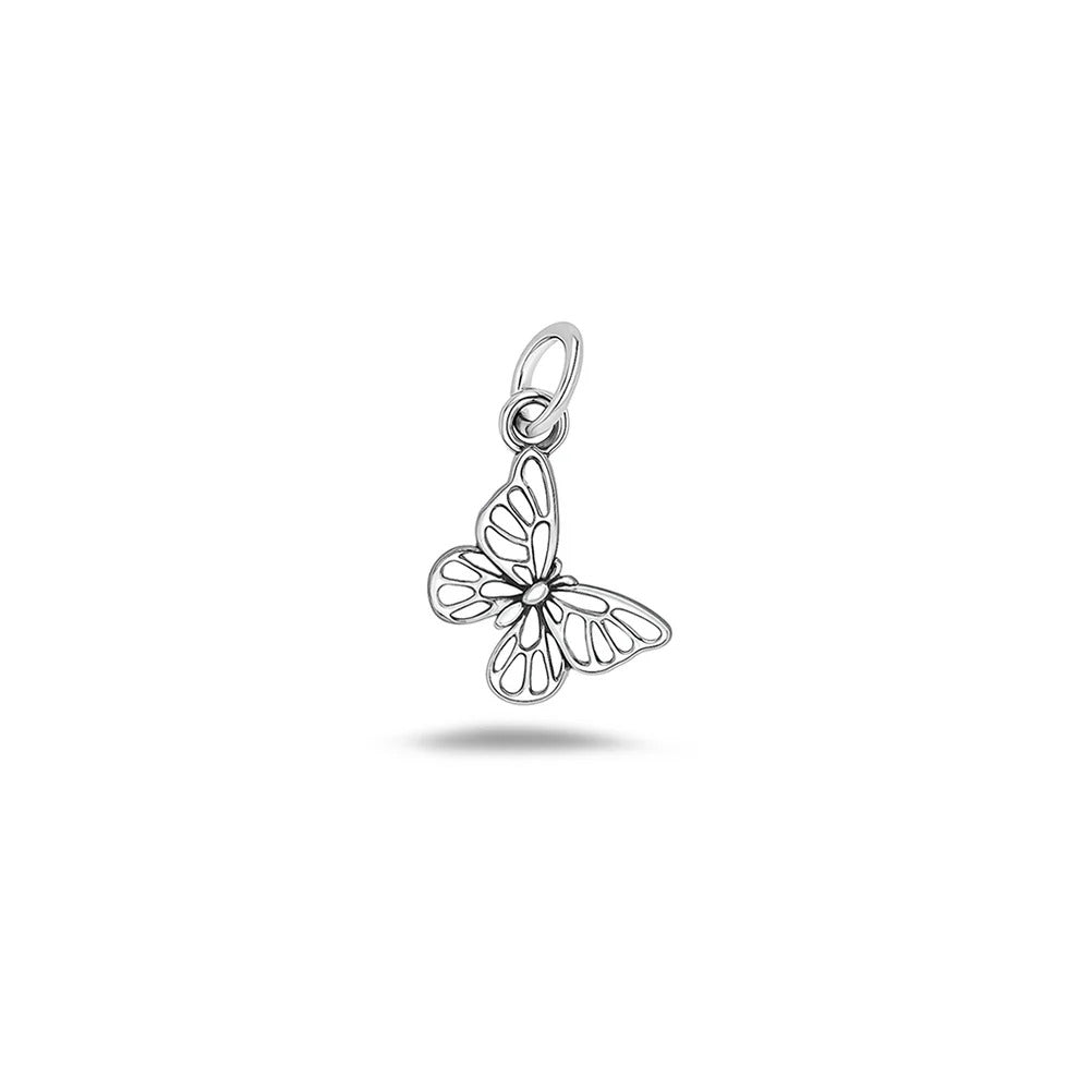 Sterling Silver Oxidized And High Polished 11mm Butterfly Pendant