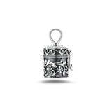 Sterling Silver Oxidized And Polished Floral Canister Pendant