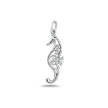Load image into Gallery viewer, Sterling Silver Oxidized And High Polished Seahorse Pendant