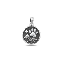Load image into Gallery viewer, Sterling Silver Oxidized Paw Print And Nature Pendant