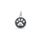Sterling Silver Oxidized Paw Print Pendant
