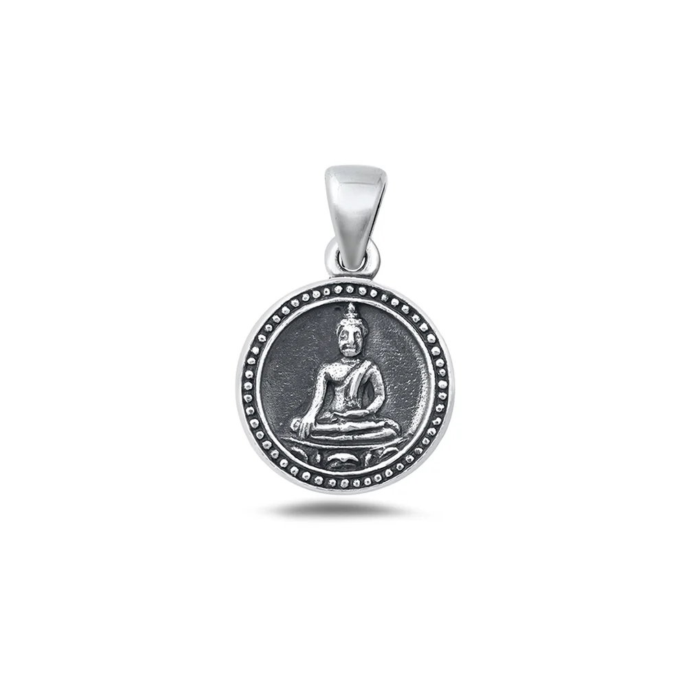 Sterling Silver Oxidized And Polished Buddha Pendant
