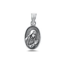Load image into Gallery viewer, Sterling Silver Oxidized And High Polished Virgin Mary Pendant
