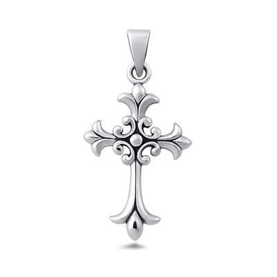 Sterling Silver Oxidized And Polished Cross Pendant