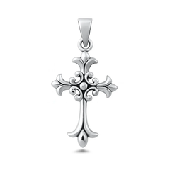 Sterling Silver Oxidized And Polished Cross Pendant