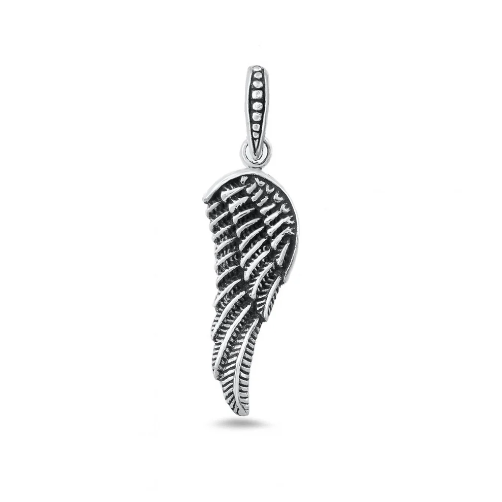 Sterling Silver Oxidized And Polished Angel Wing Pendant