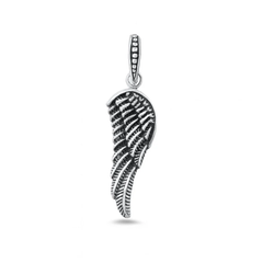 Sterling Silver Oxidized And Polished Angel Wing Pendant