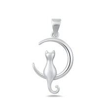 Load image into Gallery viewer, Sterling Silver Oxidized And Polished Cat Pendant