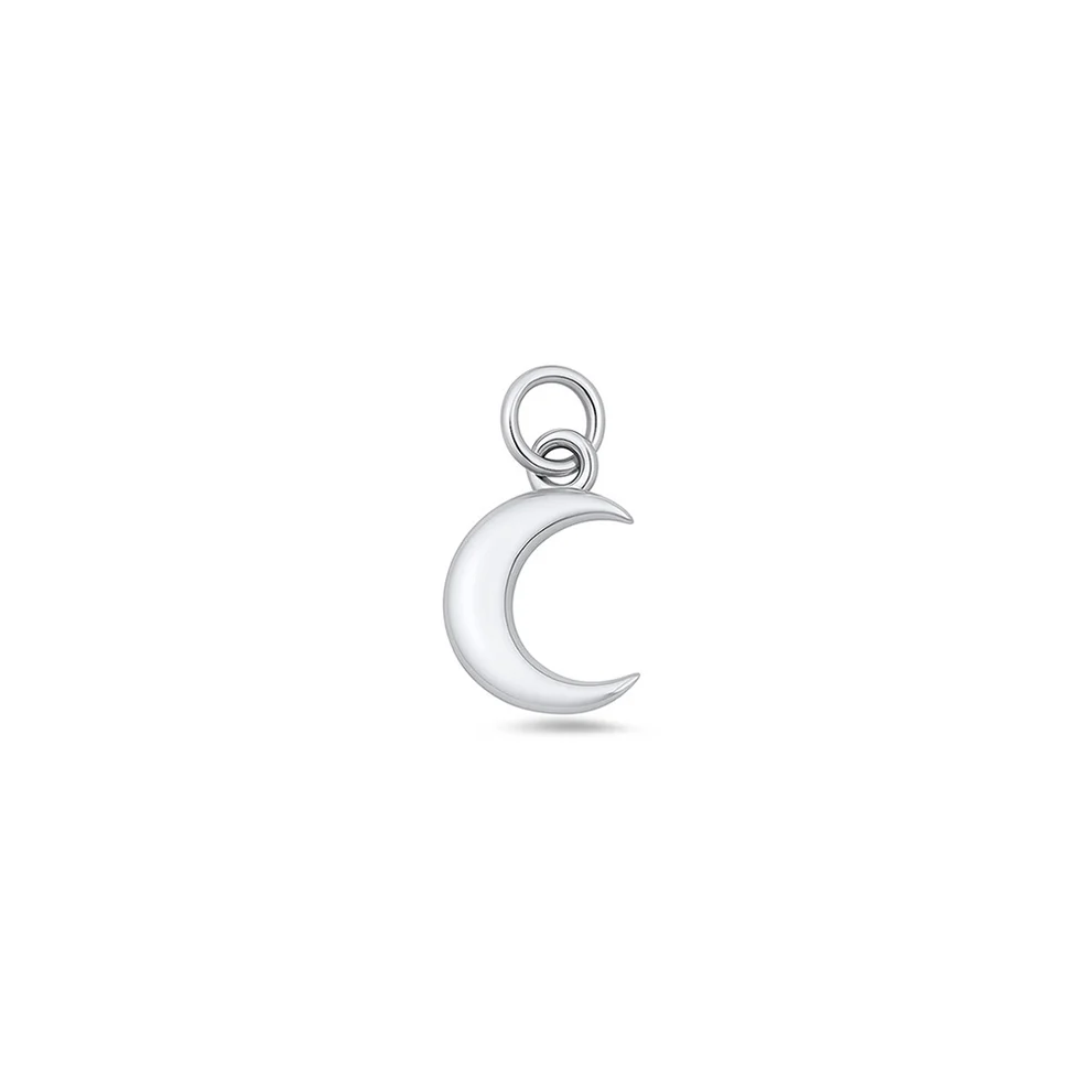 Sterling Silver Oxidized And Polished Crescent Moon Pendant