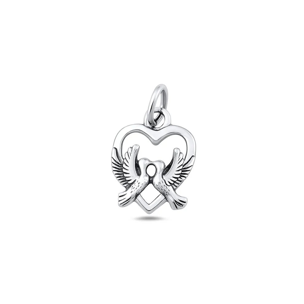 Sterling Silver Oxidized And Polished Lovebirds Pendant