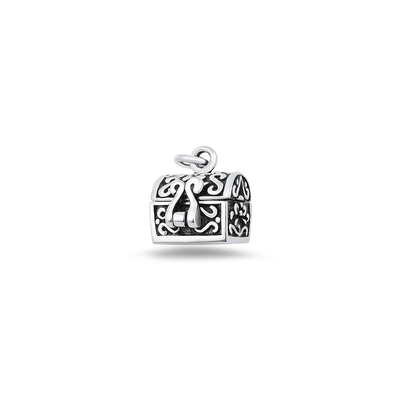 Sterling Silver Oxidized And Polished Treasure Chest Locket Pendant