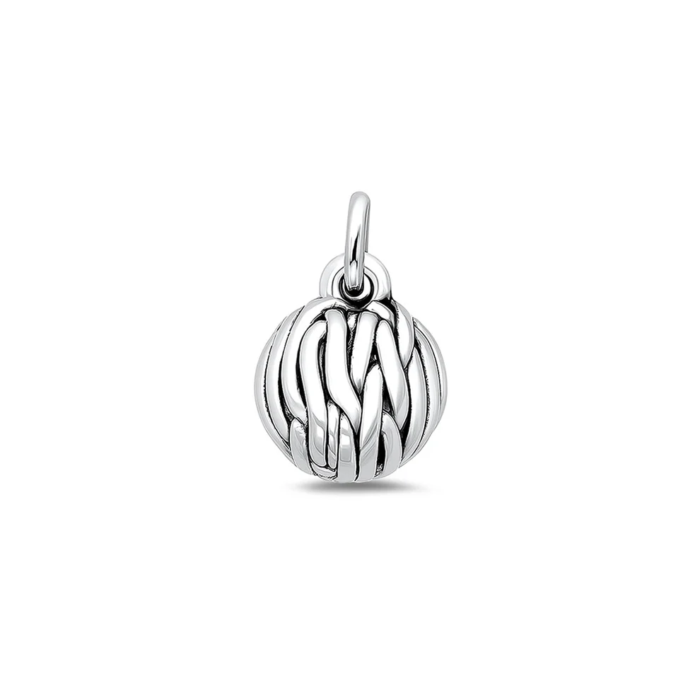 Sterling Silver Oxidized And Polished Ball Of Yarn Pendant