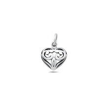 Load image into Gallery viewer, Sterling Silver Oxidized And High Polished Filigree Heart Pendant
