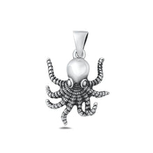 Load image into Gallery viewer, Sterling Silver Oxidized And High Polished 22.3mm Octopus Pendant