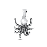 Sterling Silver Oxidized And High Polished 22.3mm Octopus Pendant