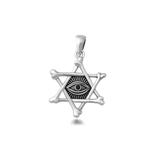 Load image into Gallery viewer, Sterling Silver Oxidized And Polished All Seeing Eye Hexagram Pendant