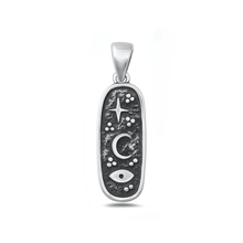 Load image into Gallery viewer, Sterling Silver Oxidized And Polished Moon Star And Eye Pendant