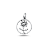 Sterling Silver Oxidized And Polished Flower Pendant