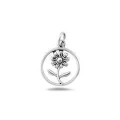 Sterling Silver Oxidized And Polished Flower Pendant