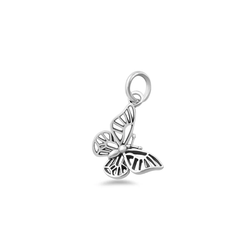 Sterling Silver Oxidized And Polished Butterfly Pendant