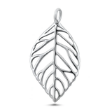 Sterling Silver Oxidized And Polished Leaf Pendant