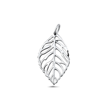 Load image into Gallery viewer, Sterling Silver Oxidized And Polished 23.6mm Leaf Pendant