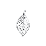 Sterling Silver Oxidized And Polished 23.6mm Leaf Pendant