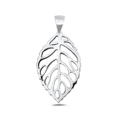Sterling Silver Oxidized And Polished 31.1mm Leaf Pendant