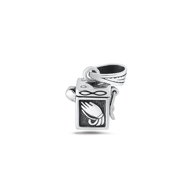 Sterling Silver Oxidized And Polished Prayer Hands Canister Pendant