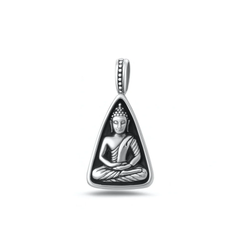 Sterling Silver Oxidized And Polished Buddha Amulet Pendant