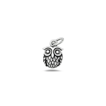 Load image into Gallery viewer, Sterling Silver Oxidized And Polished Owl Pendant
