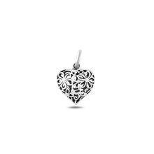 Load image into Gallery viewer, Sterling Silver Oxidized And Polished Filigree Heart Pendant