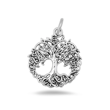 Load image into Gallery viewer, Sterling Silver Oxidized And Polished Tree Of Life Pendant