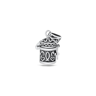 Sterling Silver Oxidized And High Polished Prayer Box Pendant