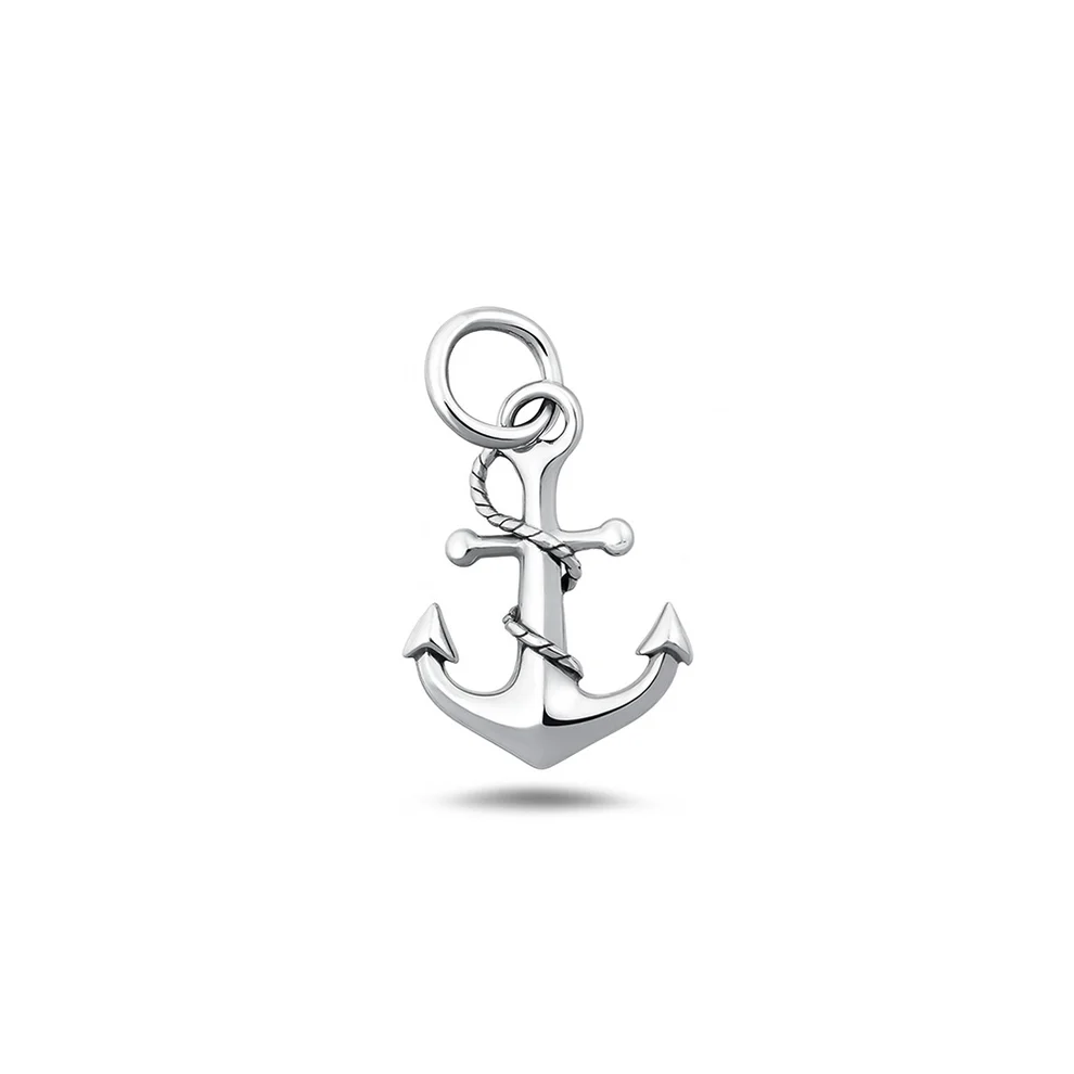 Sterling Silver Oxidized And Polished Anchor Pendant