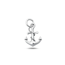 Load image into Gallery viewer, Sterling Silver Oxidized And Polished Anchor Pendant