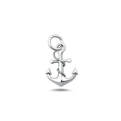 Sterling Silver Oxidized And Polished Anchor Pendant