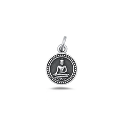 Sterling Silver Oxidized And Polished Buddha And Tribal Pendant