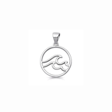 Sterling Silver Rhodium Plated 16mm Ocean Waves Pendant