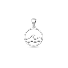 Sterling Silver Rhodium Plated Ocean Waves Pendant