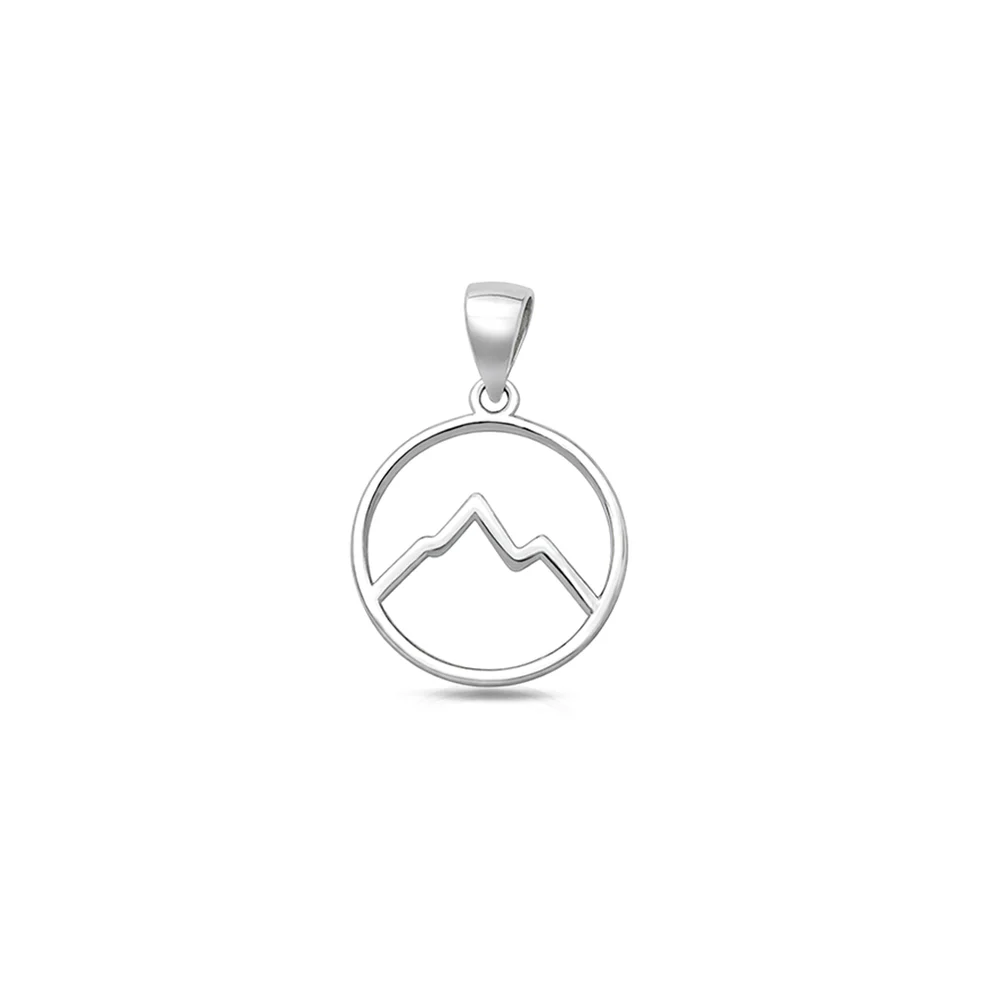 Sterling Silver Rhodium Plated Mountains Pendant