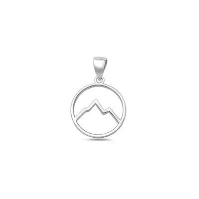 Sterling Silver Rhodium Plated Mountains Pendant