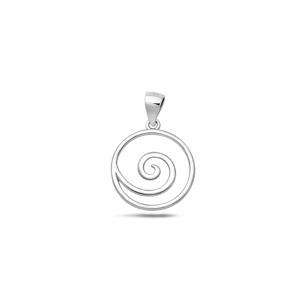 Sterling Silver Rhodium Plated Spiral Pendant