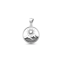 Load image into Gallery viewer, Sterling Silver Oxidized And Polished Sun And Mountains Pendant