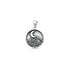 Load image into Gallery viewer, Sterling Silver Oxidized And Polished Moon And Mountains Pendant
