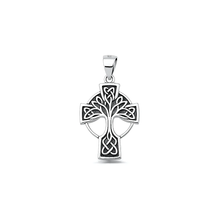 Load image into Gallery viewer, Sterling Silver Oxidized And Polished Celtic Tree Cross Pendant