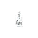 Sterling Silver Oxidized And Polished Minimalist Sea And Moon Pendant