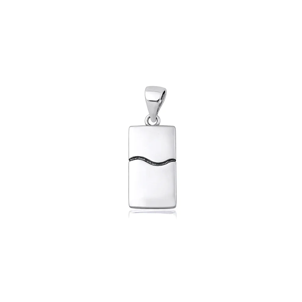 Sterling Silver Oxidized And Polished Wave Pendant