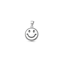 Load image into Gallery viewer, Sterling Silver Oxidized And Polished Happy Face Pendant